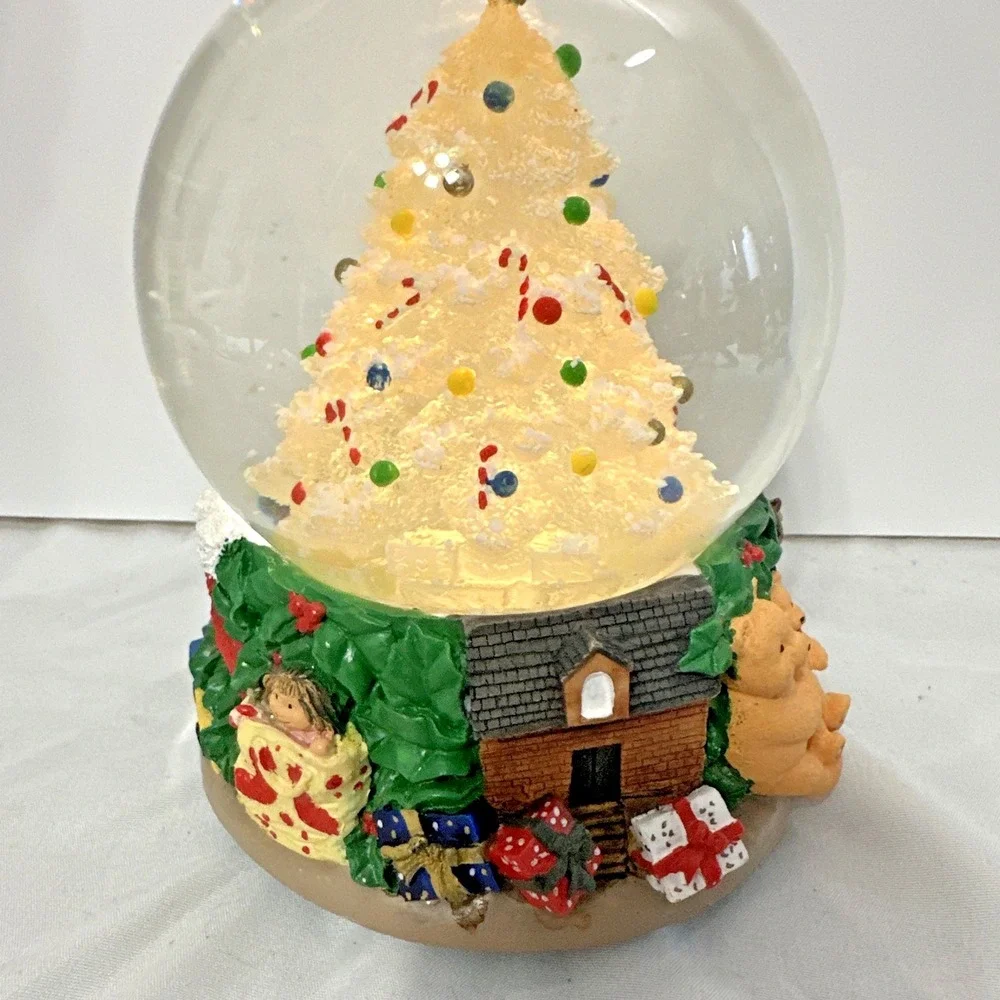 Vintage Decorating Christmas Tree LIghted Musical Water Large Snow Globe EVC
